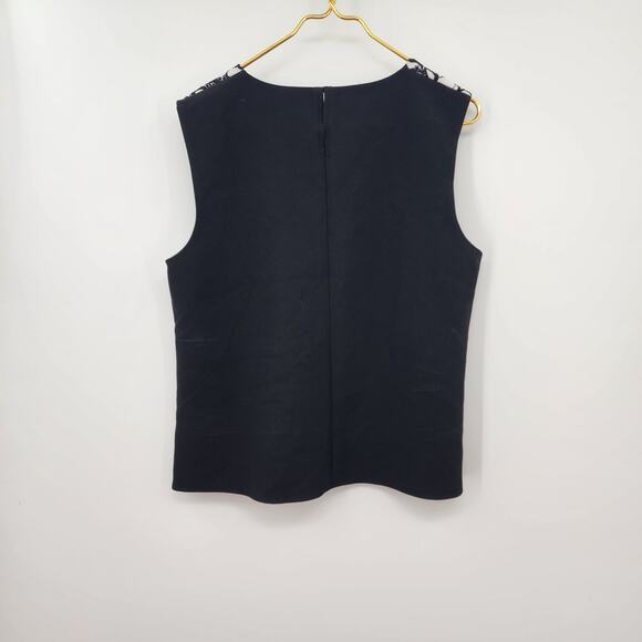 Diane Von Furstenburg Betty Black Lace Floral Knit Top Size US 14 - Picture 7 of 12